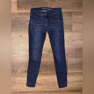 American Eagle Outfitters Dark Blue super low Rise jeggings Jeans for Women y2k